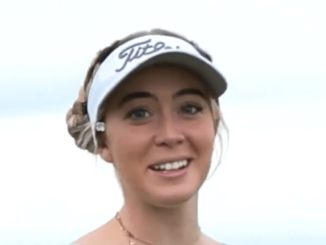 Grace Charis showing off her impressive skills on the golf course without a bra